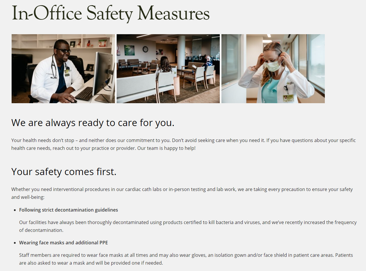 the heart center of ngmc safety measures