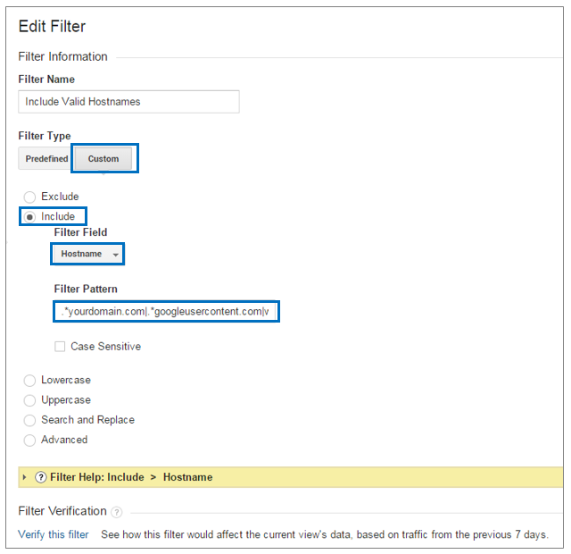 Create Hostname Filter