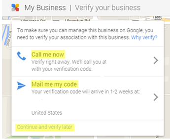 Google Verification options