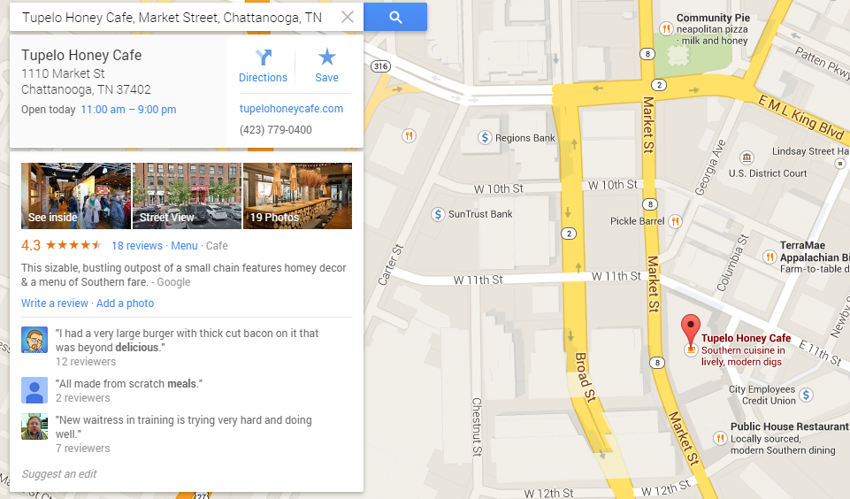 Tupelo Honey Google Listing