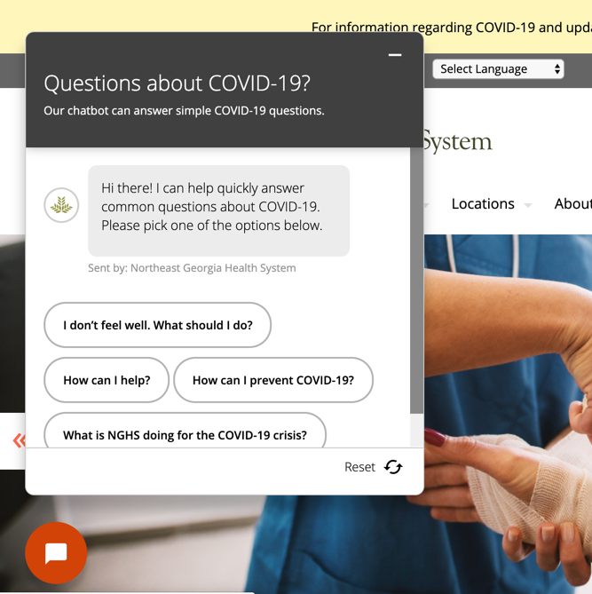 graphic of Chat Bot in conversation on healthcare website