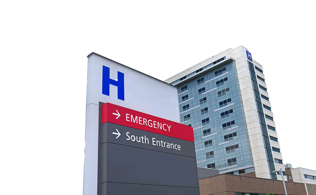 graphic of Hospital Front about Custom Healthcare Website