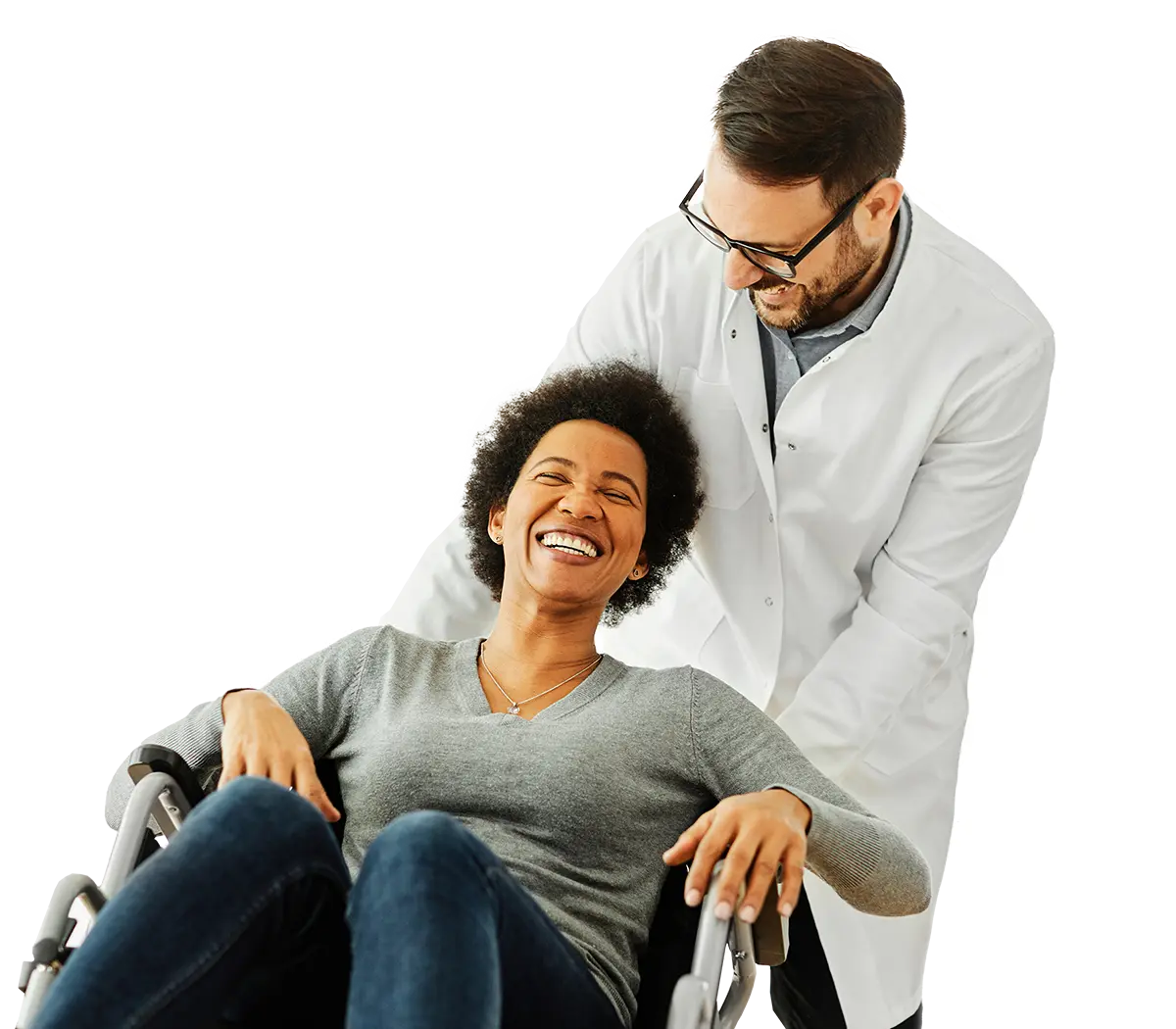 graphic of happy new patient with doctor