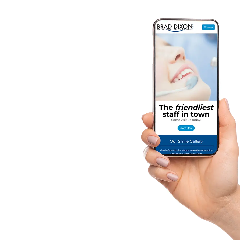 Websites for Dentists, Example Dental Website Holding Phone