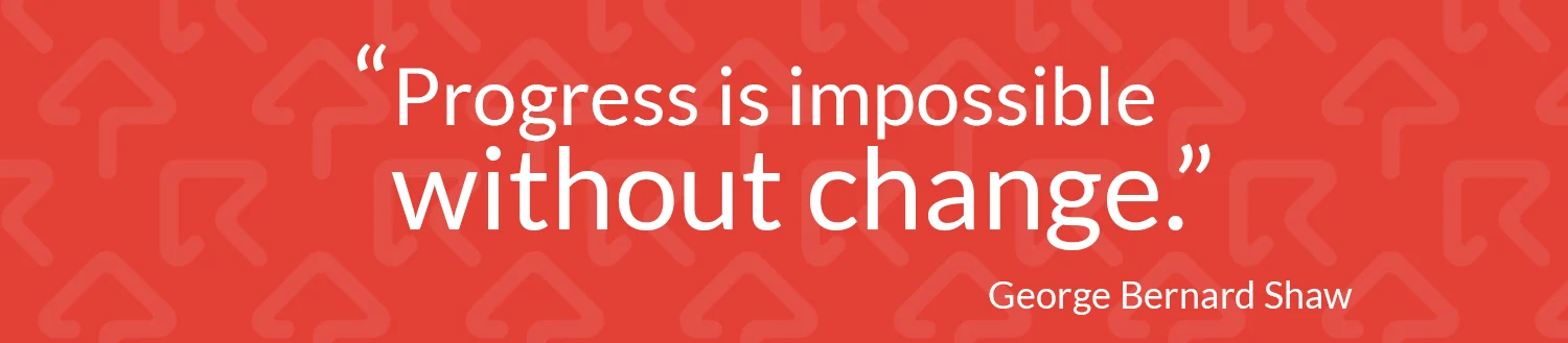 Graphic with text : "Progress is impossible without Change - George Bernard Shaw"