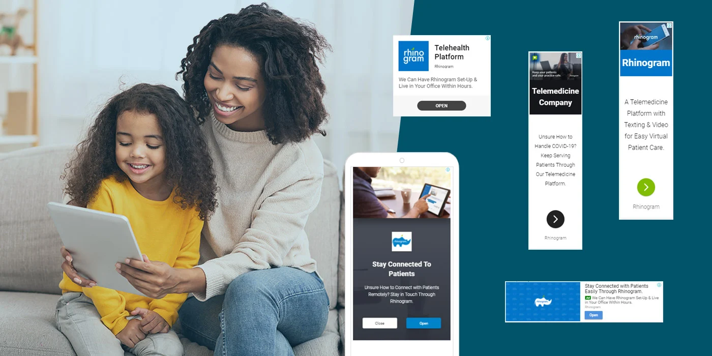 collage of Rhinogram display ad examples
