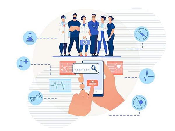 illustration of searching for doctors and different medical services